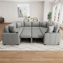 Load image into Gallery viewer, Modern U-Shaped Sectional Sofa Convertible Pull-Out Sofa Bed With USB Ports And Cup Holders