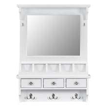 Load image into Gallery viewer, Floating Makeup Vanity With Big Mirror, Wall Mounted Storage Vanity With Drawers, Pockets & Hooks, Space Saving Decorative Home Organizer - White