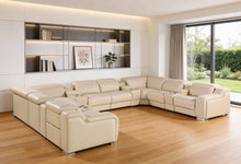Load image into Gallery viewer, Italian Leather Power Reclining U Shaped Twelve Piece Corner Sectional With Console - Beige