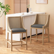 Load image into Gallery viewer, French Country Fabric Upholstered Counter Stools (Set of 2)