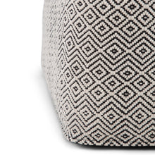 Load image into Gallery viewer, Brynn - Square Pouf - Patterned Black / Natural