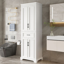 Load image into Gallery viewer, Freestanding Bathroom Vanity, Elegant Design With 4 Doors & 1 Drawer, Adjustable Shelves, Damping Hinges - White