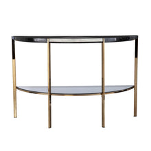 Load image into Gallery viewer, Faux Marble Half Moon Console Table With Shelves - Black / White / Champagne