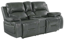 Load image into Gallery viewer, Faux Leather Manual Reclining Love Seat With Storage - Gray
