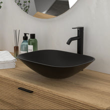Load image into Gallery viewer, Artistic Tempered Glass Vessel Sink With Faucet And Pop Up Drain - Matte Black