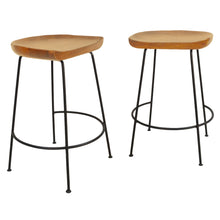 Load image into Gallery viewer, 16.5" x 18" x 24.5" Steel Backless Counter Height Bar Chairs (Set of 2) - Natural And Black