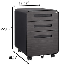 Load image into Gallery viewer, 3 Drawer Mobile File Cabinet Under Desk Office, Simple Style Versatile Storage Cabinet For Legal / Letter / A4 Files, 5 Wheel Design Anti-Tilting Cold Rolled Steel Waterproof Moisture-Proof
