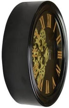 Load image into Gallery viewer, Silent Skeleton Exposed Gear Round Wall Clock - Black / Orange / Gold