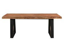 Load image into Gallery viewer, 80" Solid Wood And Iron Live Edge Dining Table - Brown