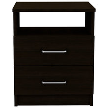 Load image into Gallery viewer, 20" Two Drawer Faux Wood Nightstand - Black