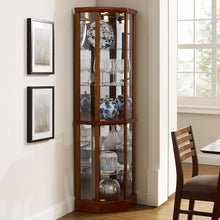 Load image into Gallery viewer, 6 Shelf Lighted Corner Curio Cabinet With Adjustable Tempered Glass Shelves And Mirror Back (E26 Light Bulb Not Included)