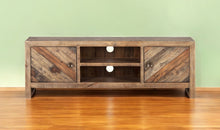 Load image into Gallery viewer, Wood Reclaimed Pine And Plywood Open Shelving TV Stand - Brown