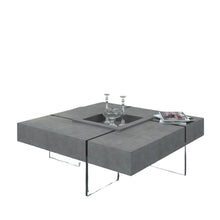 Load image into Gallery viewer, Concrete And Glass Square Coffee Table - Gray And Clear
