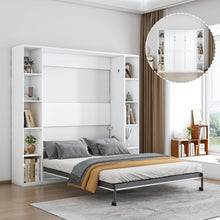 Load image into Gallery viewer, Queen Murphy Bed With Storage Cabinet, Foldable Wall Bed For Bedrooms - White
