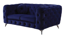 Load image into Gallery viewer, Velvet Loveseat - Blue / Silver