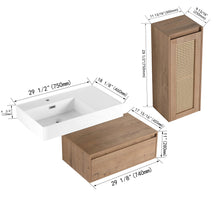 Load image into Gallery viewer, Modern Imitative Wall Mounted Bathroom Vanity With Resin Sink And Side Cabinet