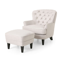 Load image into Gallery viewer, Stylish Club Chair And Ottoman Set With Birch Legs - Wheat