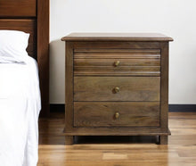 Load image into Gallery viewer, 28" Distressed Three Drawer Solid Wood Nightstand - Brown