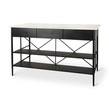 Load image into Gallery viewer, Marble Kitchen Island With Storage - White / Black