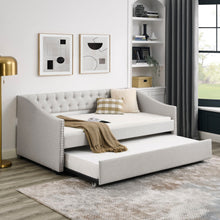 Load image into Gallery viewer, Upholstered Tufted Daybed With Drawers, Waved Arms