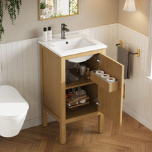 Load image into Gallery viewer, Bathroom Cabinet With Sink, Adjustable Shelf, Soft Closing Hinges - Natural Wood