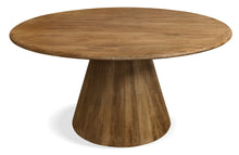 Load image into Gallery viewer, 60" Rounded Solid Wood Pedestal Base Dining Table - Brown