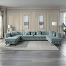 Load image into Gallery viewer, Zerah - Sectional Sofa With 7 Pillows - Dusty Blue Fabric