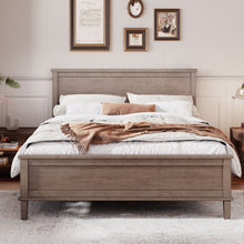 Load image into Gallery viewer, Mid-Century Platform Bed With Headboard And Slat Support, No Box Spring Needed