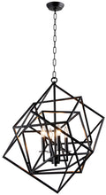 Load image into Gallery viewer, Unique Statement Four Light Metal Chandelier With Shades - Black