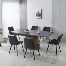 Load image into Gallery viewer, Extendable Dining Table With Cone Base And 6 Dining Chairs - Brown / Black