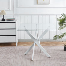 Load image into Gallery viewer, Dining Table With Cross Metal Leg And Tempered Glass, Modern Space Saving Kitchen Table For Living Room Legs, Square Table