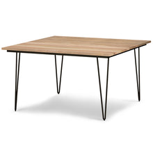 Load image into Gallery viewer, Solid Wood Steel Square Dining Table - Natural / Black