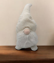Load image into Gallery viewer, Fabric Christmas Standing Gnome Tabletop Sculpture - White