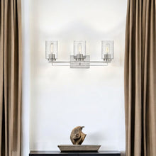 Load image into Gallery viewer, Metal And Textured Glass Three Light Wall Sconce - Silver