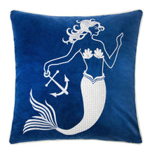 Load image into Gallery viewer, Liz Mermaid Pillow Cover With Matching Back And Hidden Zipper - Indigo