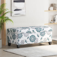 Load image into Gallery viewer, Luxury Storage Ottoman With Floral Patterned Fabric, Soft-Close Hinges, Multi Functional