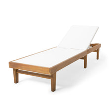 Load image into Gallery viewer, Outdoor Chaise Lounge With Acacia Wood Frame - White / Teak