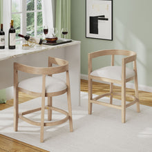Load image into Gallery viewer, Modern Rubberwood Counter Stool Set With Upholstered Seats
