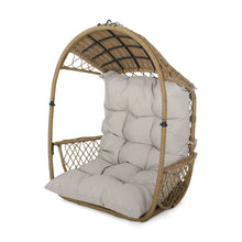 Load image into Gallery viewer, Outdoor / Indoor Wicker Hanging Chair With 8Ft Chain - Light Brown / Beige