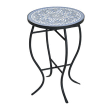 Load image into Gallery viewer, Outdoor Round Side Table With Mosaic Style Top And Curved Iron Legs