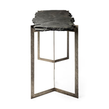 Load image into Gallery viewer, Distressed Double Pedestal Console Table - Black And Nickel Slate