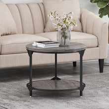 Load image into Gallery viewer, Coffee Table With Wood Patterned Tabletop And Iron Frame - Gray