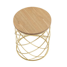 Load image into Gallery viewer, Contemporary Golden Side Table With Top And Metal Frame - Natural / Gold