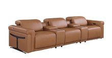 Load image into Gallery viewer, Top Grain Leather Reclining Metal USB Sofa (720366) - Chestnut