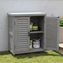 Load image into Gallery viewer, Potting Bench With Storage Cabinet And Metal Table Top For Outdoor