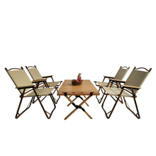 Load image into Gallery viewer, 5 Pieces Dining Set, Multi-Function Foldable And Portable, 1 Dining Table & 4 Folding Chairs, Indoor And Outdoor Universal - Natural
