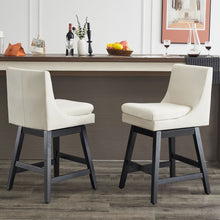 Load image into Gallery viewer, Upholstered Swivel Bar Stools With Ergonomic Design (Set of 2) - Cream White