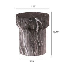 Load image into Gallery viewer, Round Geometric Outdoor End Table - Marble