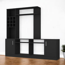 Load image into Gallery viewer, 78" Wood Enclosed And Open Storage Entertainment Center With Bookcase - Black
