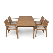 Load image into Gallery viewer, 5 Piece Patio Furniture Set Acacia Wood Table And 4 Heavy Duty Cushioned Chairs